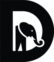 Elegant Elephant Logo Design in Black and White Minimalist Branding Concept for Creative Businesses and Wildlife Conservation Initiatives