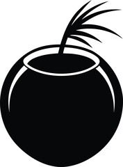 Coconut Silhouette Vector Art Illustration