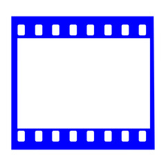 A classic 35mm film strip frame icon, rendered in a clean, modern vector style, representing cinema, photography, and vintage media