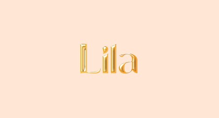 Lila name. Arabic latin Name illustration. Colorful gradient graphic vector typography with removable background. 3D Separate Arabian name.