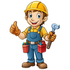 Cartoon Construction Worker Giving a Thumbs Up