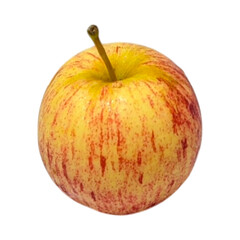 Isolated Gala Apple with Red Stripes and Green Stem on Dark Background fruit food isolated on a transparent background