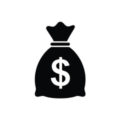 Black silhouette of a money bag with a dollar sign