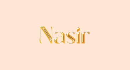 Nasir name. Arabic latin Name illustration. Colorful gradient graphic vector typography with removable background. 3D Separate Arabian name.