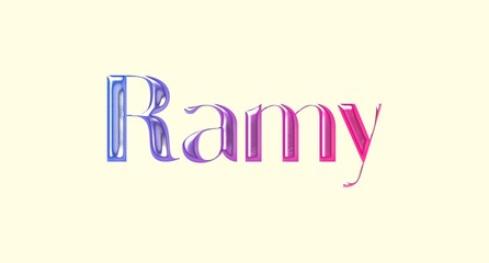 Ramy name. Arabic latin Name illustration. Colorful gradient graphic vector typography with removable background. 3D Separate Arabian name.