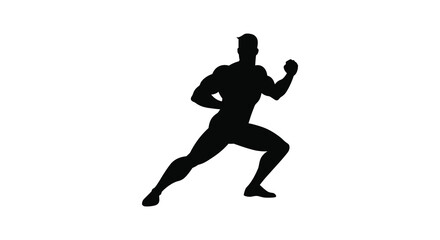 Sporty Man Running Silhouette in Profile Style