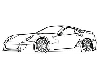 Sports car line art illustration