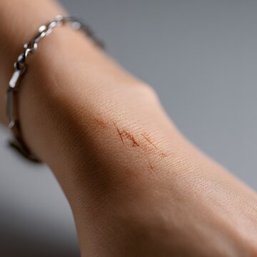 Close-up View of a Bug Bite With Scratch Marks on Skin
