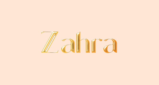 Zahra name. Arabic latin Name illustration. Colorful gradient graphic vector typography with removable background. 3D Separate Arabian name.