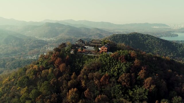 Aerial view of Taoism temple in Hangzhou in Zhejiang province in China