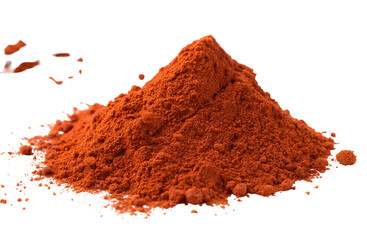 Ground red paprika powder isolated on white background, vibrant spice for cooking and seasoning