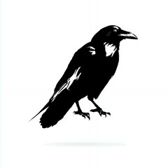 Fototapeta premium Silhouette of a Raven Perched in Shadow Art Style