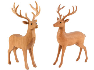 Fototapeta premium An elegant red deer with impressive antlers is isolated on a clean white background, perfect for a wildlife or Christmas illustration