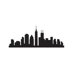 Naklejka premium Urban city skyline silhouette black graphic vector