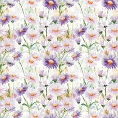 Fototapeta premium Purple flower garden, watercolor, often conveys elegance and luxury, textile background, wallpaper.