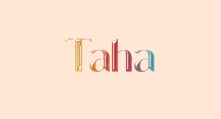 Taha name. Arabic latin Name illustration. Colorful gradient graphic vector typography with removable background. 3D Separate Arabian name.