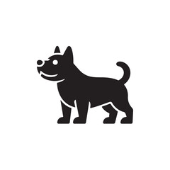 Obraz premium Black dog icon standing profile view simple silhouette canine animal