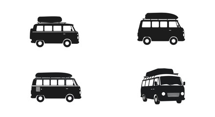 Vintage Camper Van Silhouettes Set silhouette