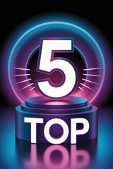 Dynamic Top 5 Ranking Display with Neon Glow and Modern Design for Competitive Events
