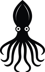 Grilled Squid Silhouette Vector Art Illustration