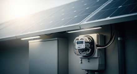 Rooftop solar panels with energy meter