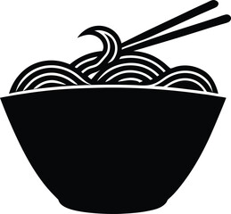 Instant Noodles Silhouette Vector Art Illustration