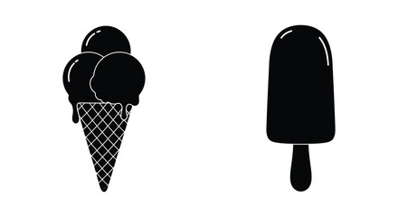 Ice Cream Cone and Popsicle Silhouette