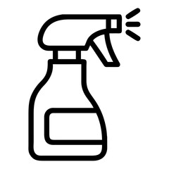 Cleaning spray bottle in outline style with sprayer nozzle  