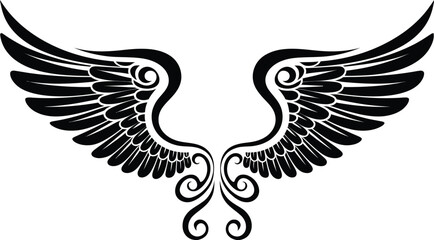 Fototapeta premium Angel Wings Silhouette, Feathered Wing Design, Vector Illustration