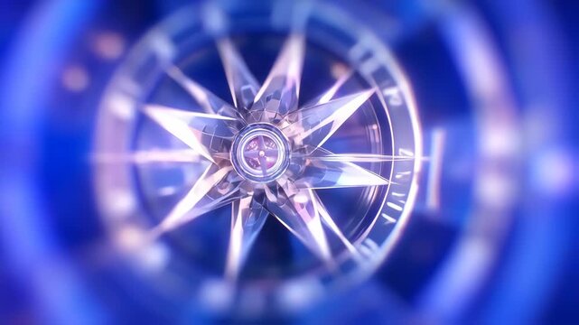 Abstract vibrant blue and purple compass design