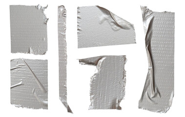 used duct tape set isolated on white background, with texture effect for design element and multiply or overlay effect, grunge and aged artistic