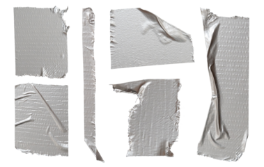 used duct tape set isolated on white background, with texture effect for design element and multiply or overlay effect, grunge and aged artistic