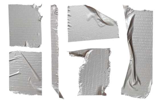 used duct tape set isolated on white background, with texture effect for design element and multiply or overlay effect, grunge and aged artistic