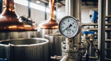 Industrial brewing facility, pressure gauge