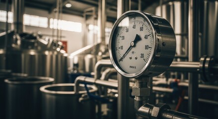 Industrial brewery pressure gauge