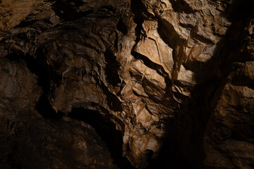 Natural underground dolomite formations in the Bozkov Dolomite Caves (Bozkovske dolomitove jeskyne), a protected site in the Czech Republic