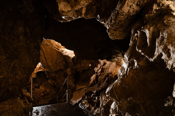 Natural underground dolomite formations in the Bozkov Dolomite Caves (Bozkovske dolomitove jeskyne), a protected site in the Czech Republic