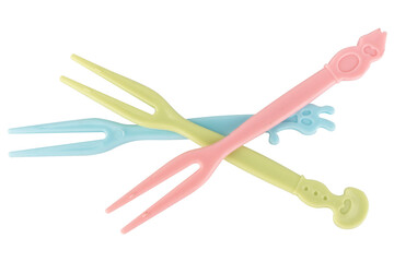 Plastic Food Picks on White Background