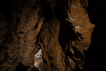 Natural underground dolomite formations in the Bozkov Dolomite Caves (Bozkovske dolomitove jeskyne), a protected site in the Czech Republic