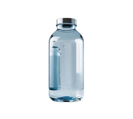 Clear glass water bottle shows condensation. Isolated cutout for product photography, branding, or social media.