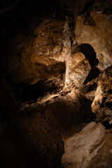 Natural underground dolomite formations in the Bozkov Dolomite Caves (Bozkovske dolomitove jeskyne), a protected site in the Czech Republic