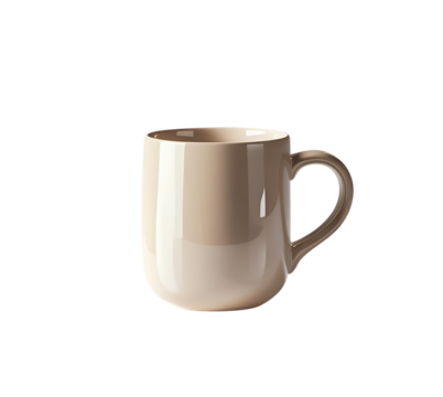 Brown, minimalist mug appears on a transparent background. Perfect for product staging, branding mockups, social media design, and website headers.