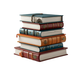 Stacked red, orange, teal textured books present knowledge. Great for ebooks, social media, educational branding, or product photography.