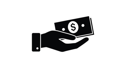 Hand Holding Money with Dollar Sign Silhouette for Financial Transactions