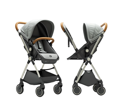 Gray stroller has transparent style. Features bright light and minimal design. Use for product photography, branding, or website banner. - Powered by Adobe