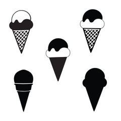 Ice cream icon set with cones.