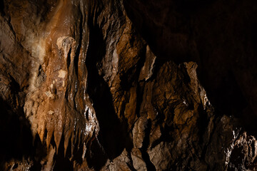 Natural underground dolomite formations in the Bozkov Dolomite Caves (Bozkovske dolomitove jeskyne), a protected site in the Czech Republic