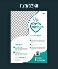 Professional doctor in medical uniform with stethoscope, promoting hospital services and healthcare in a modern flyer design