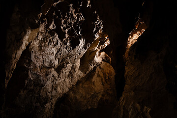 Natural underground dolomite formations in the Bozkov Dolomite Caves (Bozkovske dolomitove jeskyne), a protected site in the Czech Republic