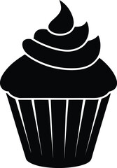 vanilla cupcake silhouette vector art illustration